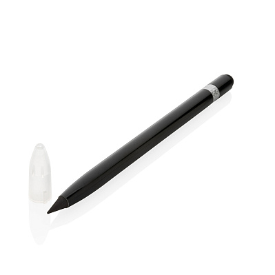 Алюминиевый вечный карандаш с ластиком и стилусом (Черный;)