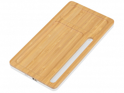 Беспроводное зарядное устройство-органайзер из бамбука Timber (Натуральный/белый)