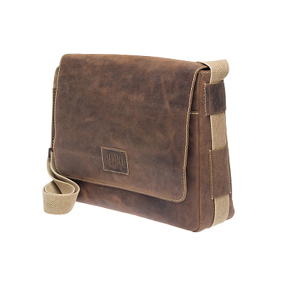 Сумка KLONDIKE Native, натуральная кожа в коричневом цвете, 39 х 10 х 31 см