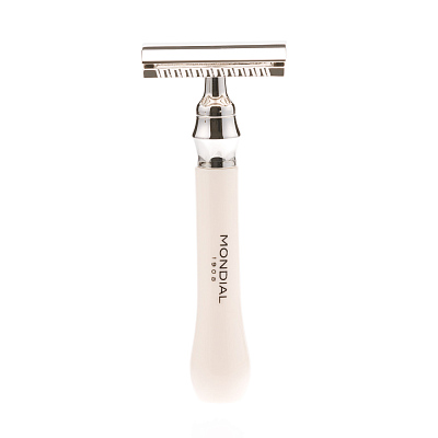 Бритвенный набор Mondial: классический Т-образный станок, помазок, подставка; слоновая кость