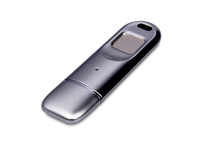 USB 3.0-флешка на 128 Гб со сканером отпечатков пальцев в подарочной упаковке (Серебристый)