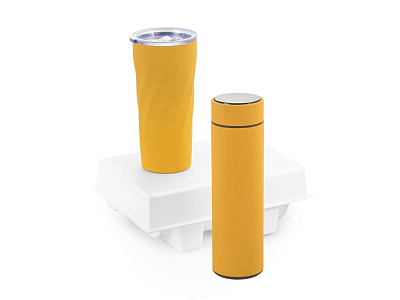 Подарочный набор FAMILY с термосом и термокружкой (Желтый)