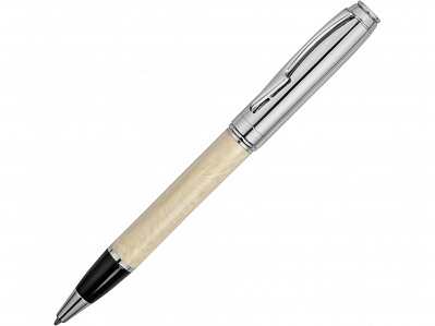 Ручка металлическая шариковая Стратфорд (Белый мрамор/серебристый/черный)