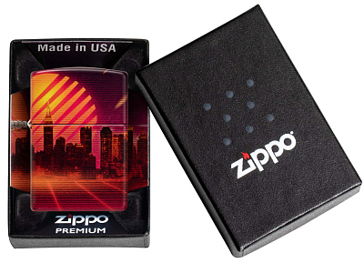Зажигалка ZIPPO Cyber City с покрытием 540 Matte, латунь/сталь, оранжевая 38x13x57 мм