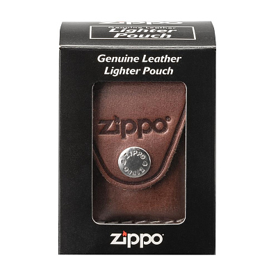 Чехол Zippo для зажигалки, кожа, с металлическим фиксатором на ремень, коричневый, 57х30x75 мм