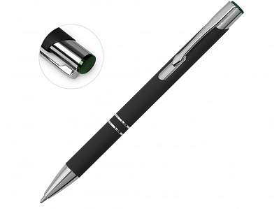 Ручка металлическая шариковая Legend Mirror Gum soft-touch (Черный/зеленый)