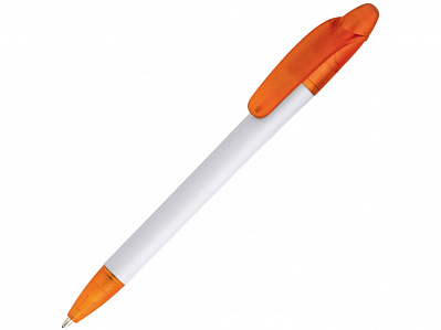 Ручка пластиковая шариковая Эвита (Белый матовый/оранжевый)