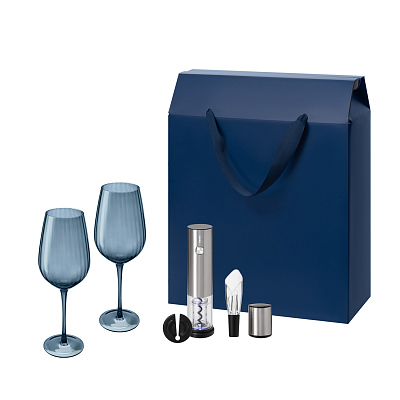 Подарочный набор Toscana, Vintaro (2 бокала + набор для вина) (Синий, серебряный)