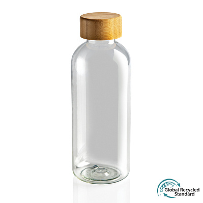 Бутылка для воды из rPET (стандарт GRS) с крышкой из бамбука FSC® (Прозрачный;)