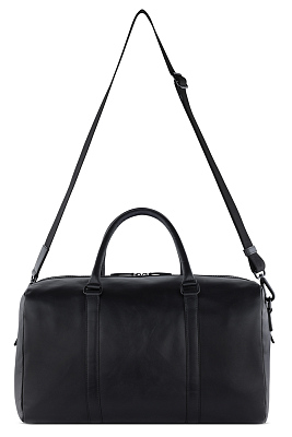 Сумка дорожная BUGATTI Clark, чёрная, воловья кожа/полиэстер, 45х20х27,5 см, 24 л