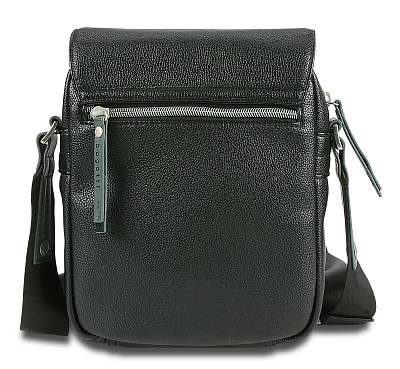 Сумка наплечная BUGATTI Moto D, чёрная, полиуретан, 18х6х25 см, 2 л