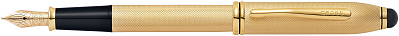 Перьевая ручка Cross Townsend со стилусом 8мм. Цвет - золотистый, перо - золото 18К Solid Gold/родий (Золотистый)
