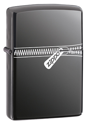 Зажигалка ZIPPO Puller с покрытием Black Ice ®, латунь/сталь, чёрная, глянцевая, 38x13x57 мм (Серебристый)