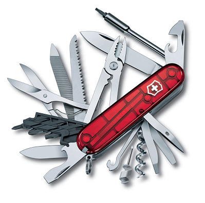 Нож перочинный VICTORINOX CyberTool L, 91 мм, 39 функций, полупрозрачный красный (Красный)