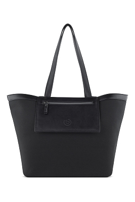 Сумка-тоут женская средняя BUGATTI Elena, черная, канвас, полиуретан, 48 x 20 x 30 см