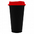 Стакан с крышкой Color Cap Black, черный с красным - Фото 1