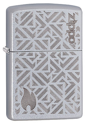 Зажигалка ZIPPO Mosaic с покрытием Satin Chrome, латунь/сталь, серебристая, матовая, 38x13x57 мм