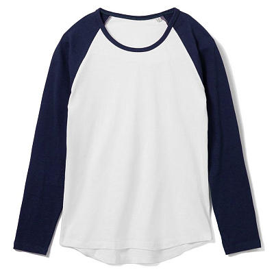 Футболка женская с длинным рукавом Milky Lsl, белая с темно-синим (Синий)