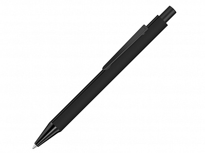 Ручка шариковая металлическая Pyra M soft-touch с зеркальной гравировкой и черными деталями (Черный)