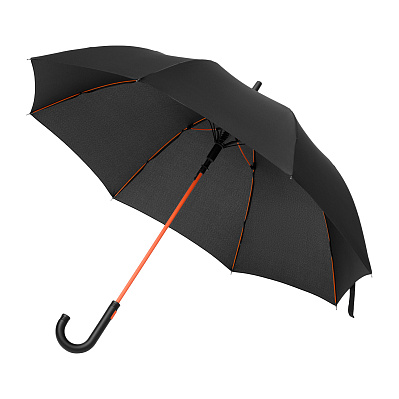 Зонт-трость Quantum, черный/оранжевый (Черный, оранжевый)