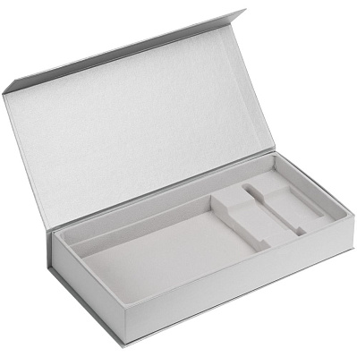 Коробка Planning с ложементом под набор с планингом, ежедневником, ручкой и аккумулятором, серебристая (Серебристый)