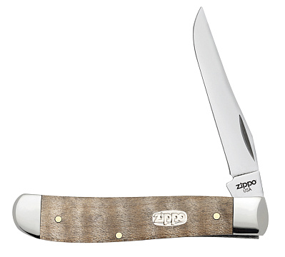 Нож перочинный ZIPPO Natural Curly Maple Wood Mini Trapper, 89 мм  + ЗАЖИГАЛКА ZIPPO 207 (Бежевый)