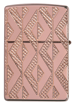 Зажигалка ZIPPO Armor® Geometric с покрытием Rose Gold, латунь/сталь, розовое золото, 38x13x57 мм