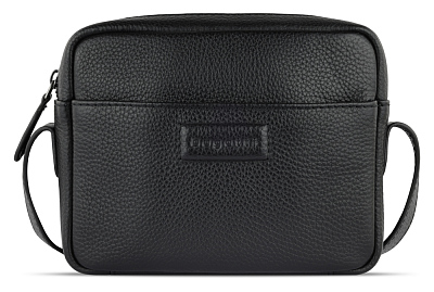 Сумка кросс-боди женская BUGATTI Elsa, чёрная, воловья кожа/полиэстер, 19х5,5х14 см