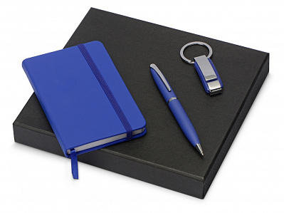 Набор с блокнотом, ручкой и брелком Busy (Синий)