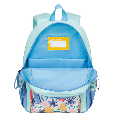 Рюкзак TORBER CLASS X Mini, зелёный с орнаментом, полиэстер 900D + Мешок для сменной обуви в подарок