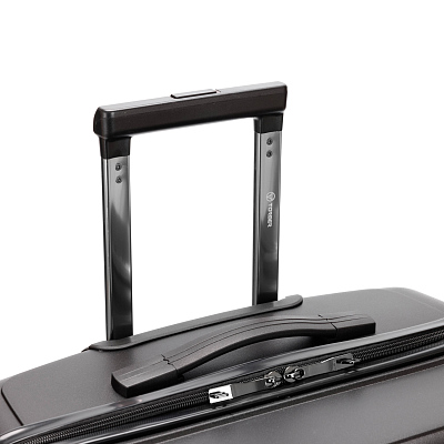 Чемодан TORBER Nevo, чёрный, полипропилен, 49 х 28 х 76 см, 95 л