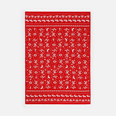 Плед Holidale, красный с молочным