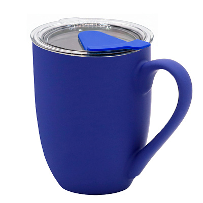 Кружка с крышкой Velvet Duo, софт-тач, тёмно-синяя (Тёмно-синий) Кружка с крышкой Velvet Duo, софт-тач, тёмно-синяя (Тёмно-синий)