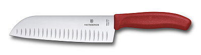 Нож сантоку VICTORINOX SwissClassic, рифлёное лезвие 17 см , в подарочной коробке (Красный)