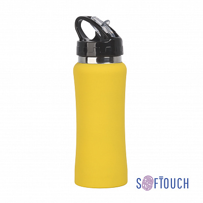 Бутылка для воды "Индиана" 0,6 л., покрытие soft touch  (Желтый)
