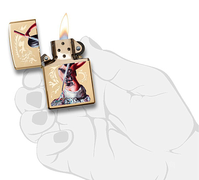 Зажигалка ZIPPO Mazzi® с покрытием High Polish Brass, латунь/сталь, золотистая, 38x13x57 мм