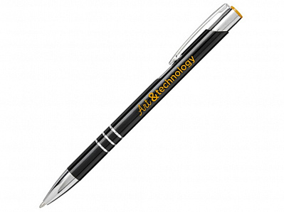 Ручка металлическая шариковая Moneta с цветной кнопкой (Черный)