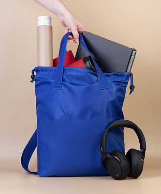 Сумка-рюкзак "Carry", серый с бирюзовым, синий