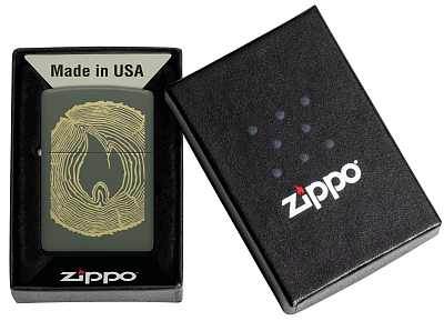 Зажигалка ZIPPO Wood Ring с покрытием Green Matte, латунь/сталь, зеленая, матовая, 38x13x57 мм
