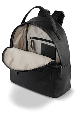 Рюкзак женский BUGATTI Bella, чёрный, воловья кожа/полиэстер, 24,5х12х27 см