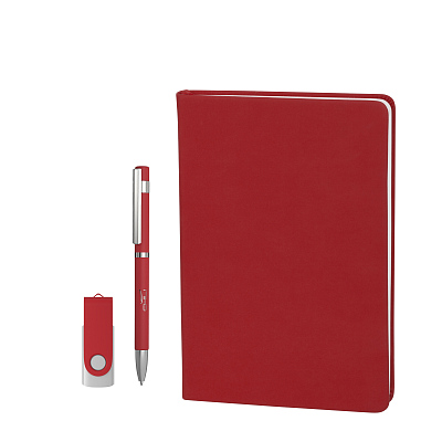 Набор подарочный "Бари", покрытие soft touch, красный