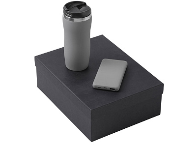 Подарочный набор COLOR IT c термокружкой и повербанком (Серый)