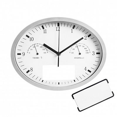 Часы настенные Insert3 с термометром и гигрометром, белые (Белый)