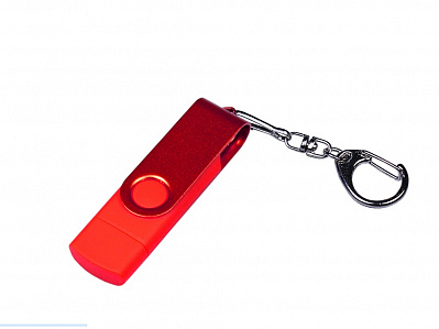 USB 2.0/micro USB/Type-С- флешка на 16 Гб 3-в-1 с поворотным механизмом (Красный)