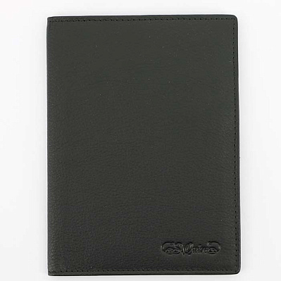 Обложка для паспорта S.Quire натуральная воловья кожа черный фактурная 13,4 x 9,9 x 0,5 см