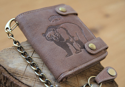 Бумажник KLONDIKE «Tim Bear», натуральная кожа в светло-коричневом цвете, 11,5 х 12,5 х 3 см