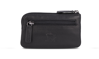 Ключница Mano "Don Romeo" с RFID защитой, натуральная кожа в чёрном цвете, 11,5 х 1 х 6,5 см