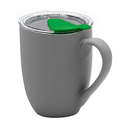 Кружка с крышкой Velvet Duo, софт-тач, тёмно-серая/зелёная (Тёмно-серый/зелёный) Кружка с крышкой Velvet Duo, софт-тач, тёмно-серая/зелёная (Тёмно-серый/зелёный)