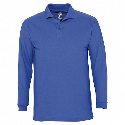Рубашка поло мужская с длинным рукавом Winter II 210 ярко-синяя (Синий)