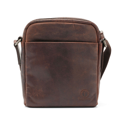 Сумка через плечо KLONDIKE DIGGER «Jack», натуральная кожа в темно-коричневом цвете, 26 x 22 x 7 см